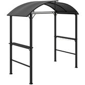 Outsunny Pavilion de grătar, 2 tavane laterale, cârlige, cadru din oțel, 1,1 x 2,3m, Gri închis | Aosom Romania