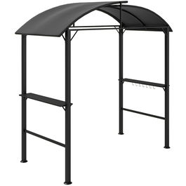 Outsunny Pavilion de grătar, 2 tavane laterale, cârlige, cadru din oțel, 1,1 x 2,3m, Gri închis | Aosom Romania