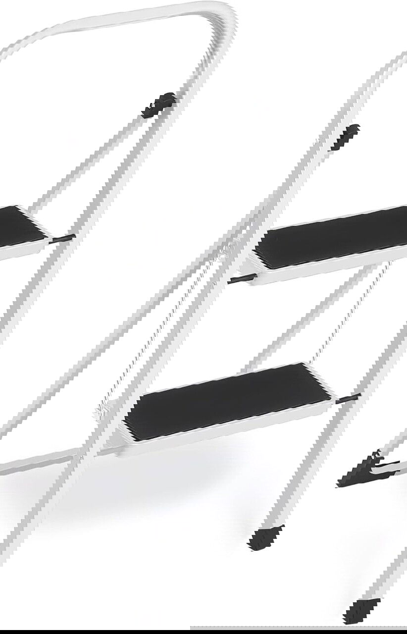 Scara cu 2 trepte, Songmics, plibila, 46.5x63.5x80 cm, max 150 kg, otel, alb