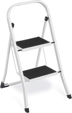 Scara cu 2 trepte, Songmics, plibila, 46.5x63.5x80 cm, max 150 kg, otel, alb