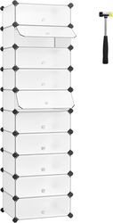 Dulap modular pentru incaltaminte, Songmics, 10 compartimente, 43x31x173 cm, ABS/fier, alb