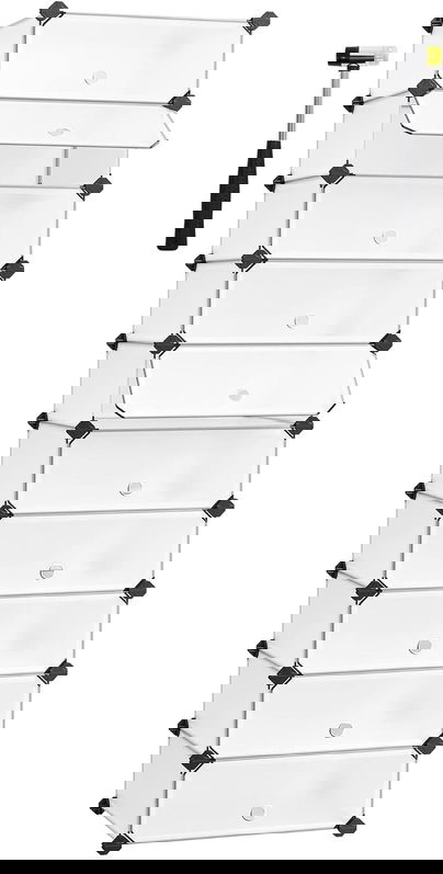Dulap modular pentru incaltaminte, Songmics, 10 compartimente, 43x31x173 cm, ABS/fier, alb