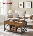 Masuta de cafea cu blat rabatabil, Vasagle Lift Top, 100x50x49-62 cm, PAL/otel, maro