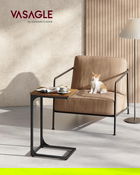 Masuta laterala C-Shaped, Vasagle, 40x30x62 cm, PAL/otel, maro