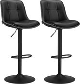 Set 2 scaune de bar rotative, Vasagle, 44x48x90-112 cm, otel cromat/piele ecologica, negru