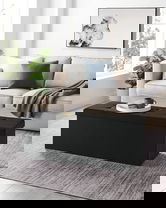 Bancheta cu spatiu de depozitare, Songmics, 110x38x38 cm, max 300 kg, MDF/imitatie de in, negru