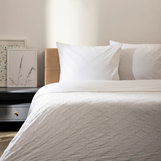 Lenjerie de pat dubla Jakad, Homla, 3 piese, 160x200 cm, bumbac, alb