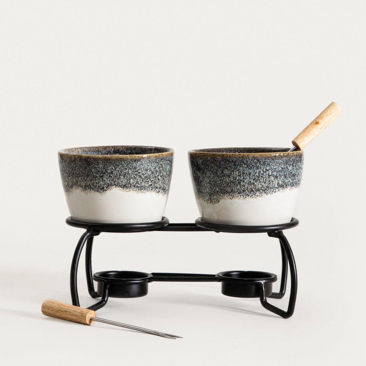Set fondue 4 piese Lambi, Homla, 19x13 cm, ceramica/metal, multicolor