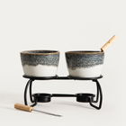 Set fondue 4 piese Lambi, Homla, 19x13 cm, ceramica/metal, multicolor