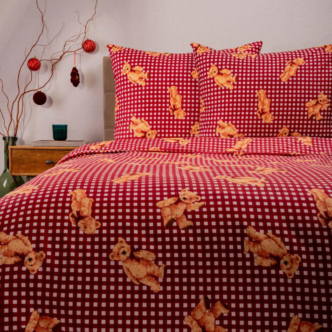 Lenjerie de pat King Size, Nallar, Homla, 3 piese, 200x220 cm, microfibra din poliester, multicolor