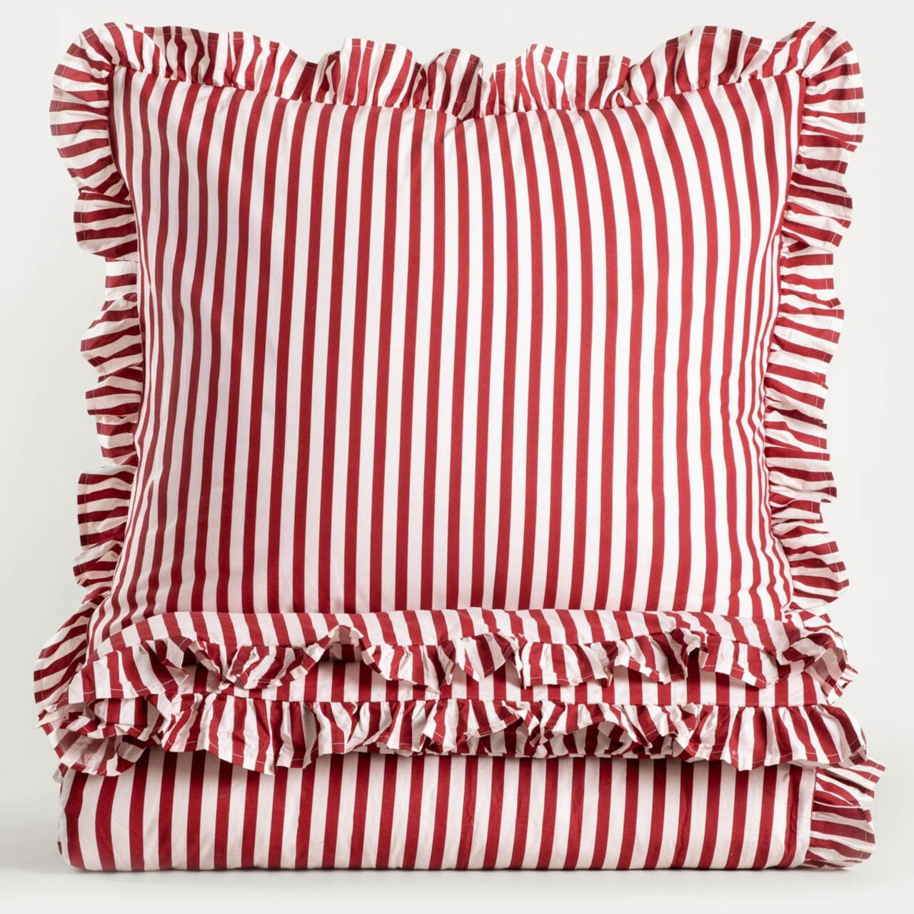 Lenjerie de pat King Size, Trudy, Homla, 3 piese, 200x220 cm, bumbac, rosu/alb