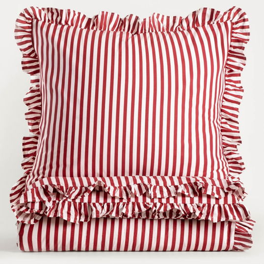 Lenjerie de pat pentru o persoana Trudy, Homla, 2 piese, 140x200 cm, bumbac, rosu/alb