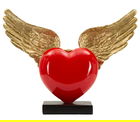 Figurina /sculptura decorativa Heart with Wings, Mauro Ferretti, 36.5x14x30.5 cm, polirasina, multicolor