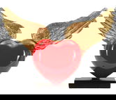 Figurina /sculptura decorativa Heart with Wings, Mauro Ferretti, 36.5x14x30.5 cm, polirasina, multicolor