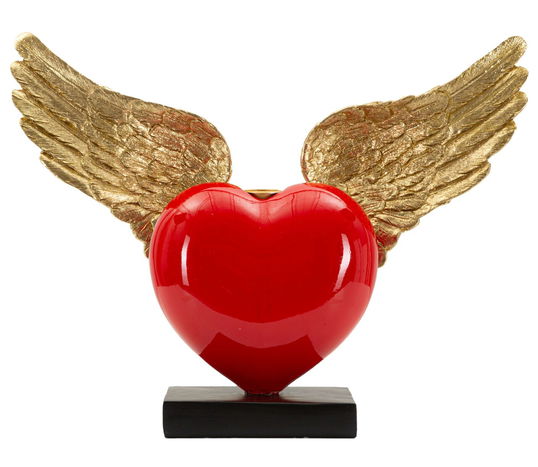 Figurina /sculptura decorativa Heart with Wings, Mauro Ferretti, 36.5x14x30.5 cm, polirasina, multicolor