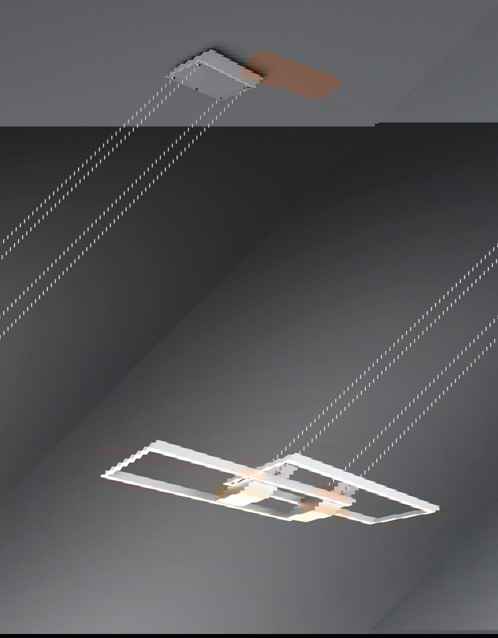 Lustra Albany, TRIO, 100x28x150 cm, 37W, 1x SMD, aluminiu, maro/alb