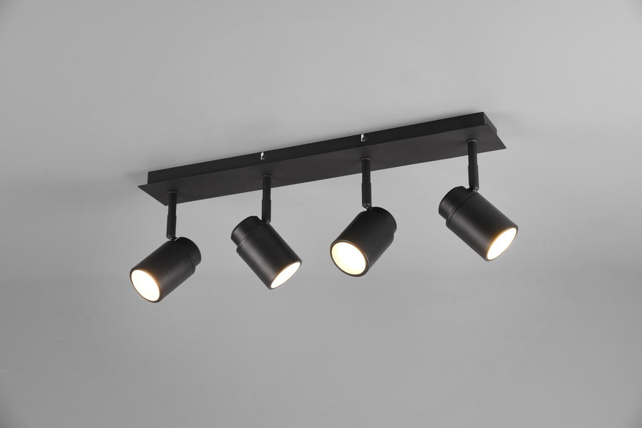 Plafoniera Angelo, TRIO, 52x19.5x9.5 cm, 5W, 4x GU10, metal, negru mat