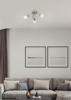Plafoniera Antibes, RL, 47x20 cm, 28W, 3x E14, metal, argintiu mat/alb