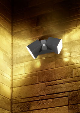 Aplica de perete pentru exterior cu senzor Avon, TRIO, 9x28 cm, 7W, 2x SMD LED, aluminiu turnat, antracit