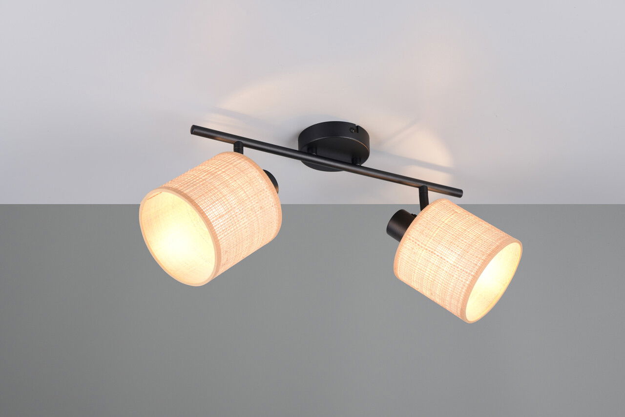 Plafoniera Aimee, RL, 42.5x13x25 cm, 10W, 2x E14, metal, negru mat/bej