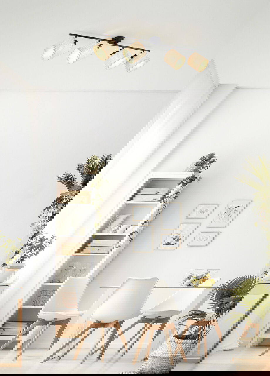 Plafoniera Aimee, RL, 87.5x13x25 cm, 10W, 4x E14, metal, negru mat/bej