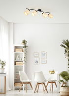 Plafoniera Aimee, RL, 87.5x13x25 cm, 10W, 4x E14, metal, negru mat/bej