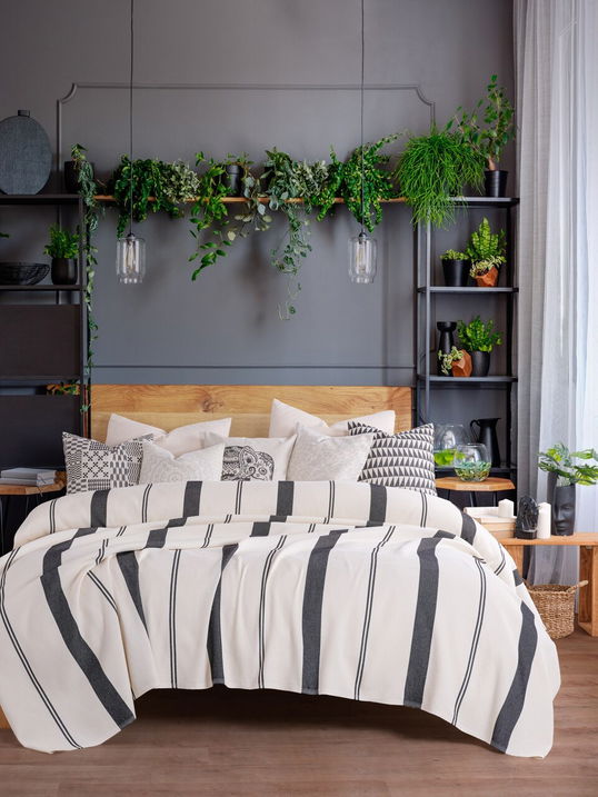 Cuvertura matlasata dubla, Lizbon - Anthracite, Viaden, Bumbac reciclat