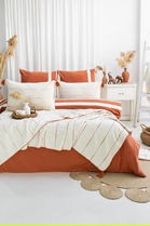 Set cuvertura de pat dubla 3 piese, Eva - Tile Red, Şaheser, Bumbac