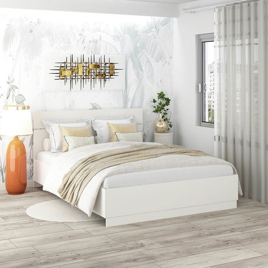 Pat AMBRO fara saltea, 140x200, Alb Portelan