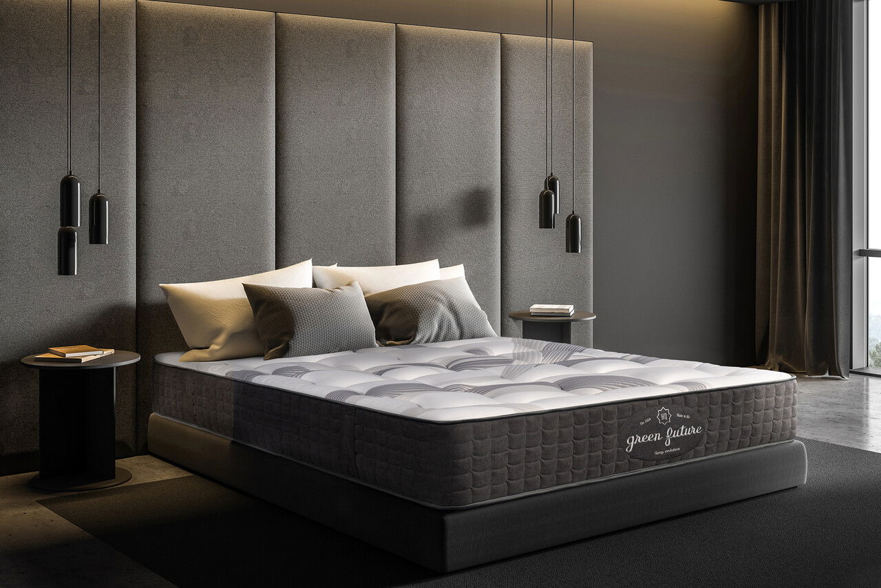 Saltea ortopedica, Green Future, California, 90x200x35 cm, arcuri POCKET, 3 cm spuma Memory Arctic Gel 7 Zone de Confort, fermitate medie