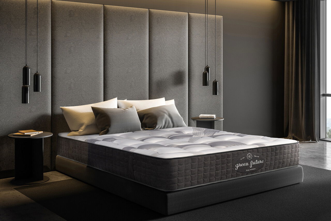 Saltea ortopedica, Green Future, California, 120x200x35 cm, arcuri POCKET, 3 cm spuma Memory Arctic Gel 7 Zone de Confort, fermitate medie