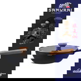 Tigaie Wok cu capac, Samurai Gourmet by Rikito Watanabe si Cooking by Heinner, 24x7.5 cm, aluminiu, negru/natur