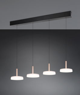 Lustra Celeste, TRIO, 115x22x200 cm, 7W, 4x SMD LED, metal, negru/alb