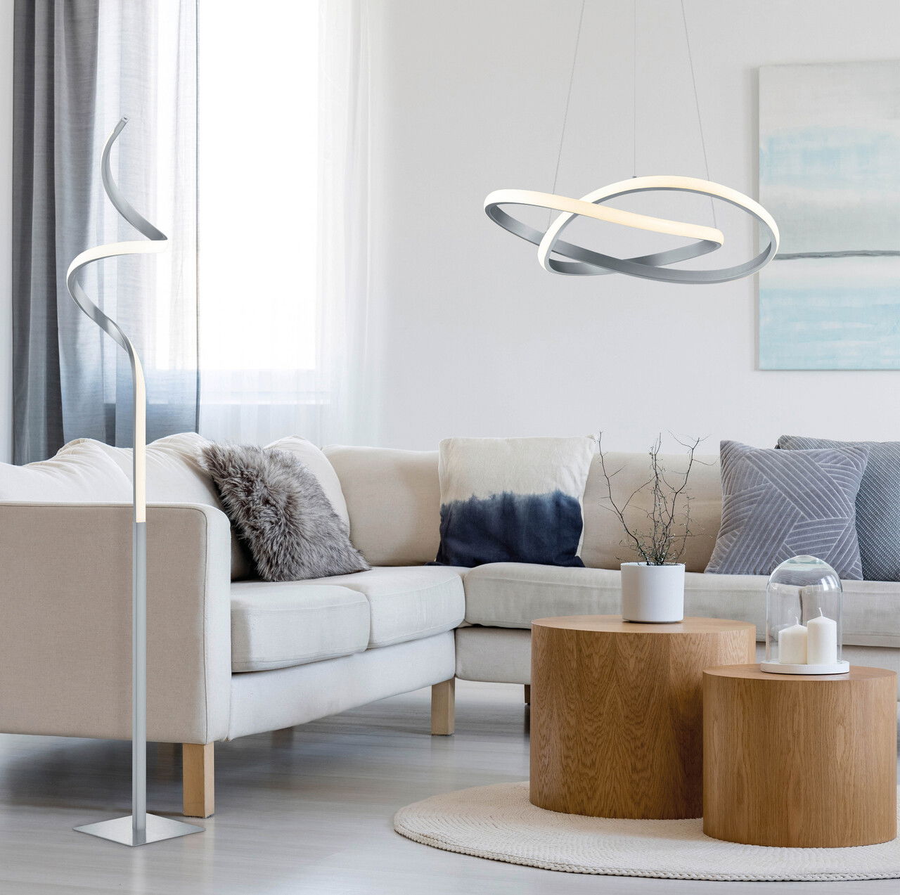 Lampadar Course, RL, 20.5x20.5x145 cm, 11W, 1x SMD LED, metal, argintiu