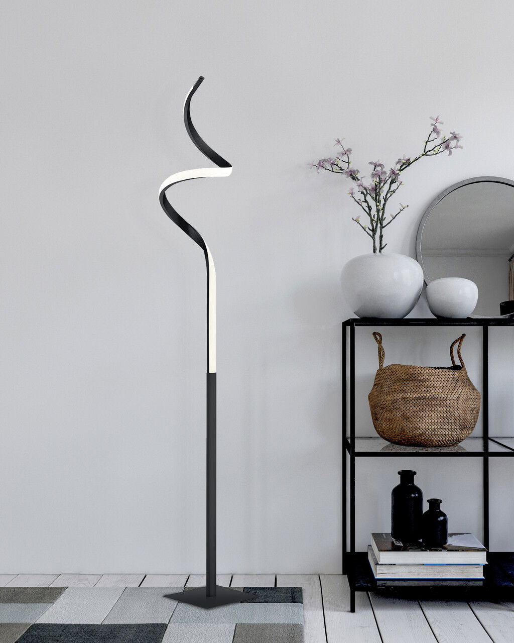 Lampadar Course, RL, 20.5x20.5x145 cm, 11W, 1x SMD LED, metal, negru mat/alb