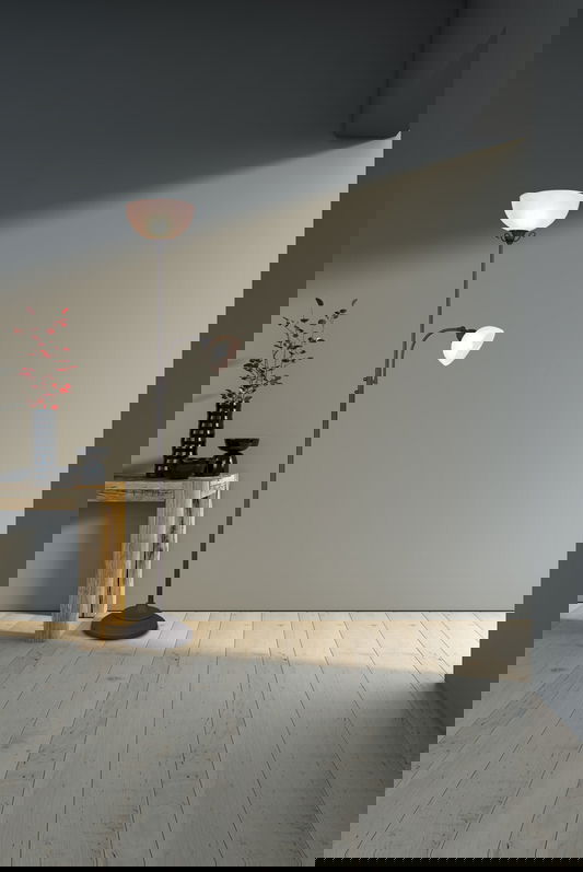 Lampadar Country, RL, 30x184 cm, 100W/40W, 1x E27, 1x E14, metal, negru/alb