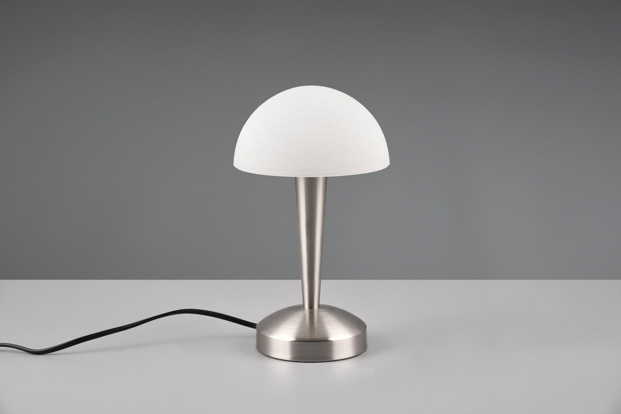 Lampa de masa Canaria, RL, 15x26.5 cm, 40W, 1x E14, metal, argintiu mat/ alb