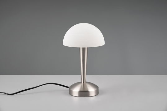 Lampa de masa Canaria, RL, 15x26.5 cm, 40W, 1x E14, metal, argintiu mat/ alb
