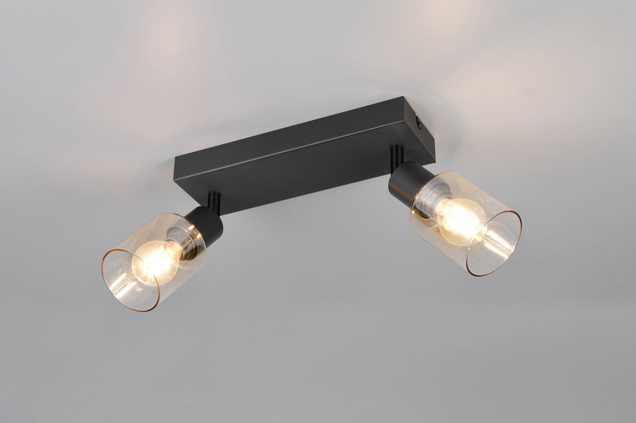 Plafoniera Cadiz, RL, 27.5x8.5x17 cm, 10W, 2x E14, metal, negru mat