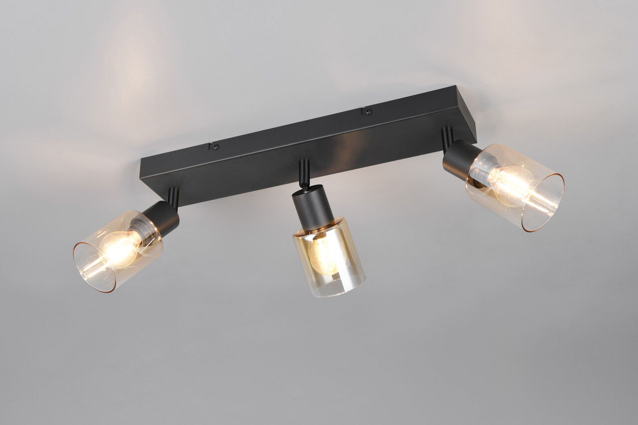 Plafoniera Cadiz, RL, 42.5x8.5x17 cm, 10W, 3x E14, metal, negru mat