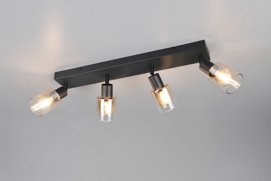 Plafoniera Cadiz, RL, 58.5x8.5x17 cm, 10W, 4x E14, metal, negru mat