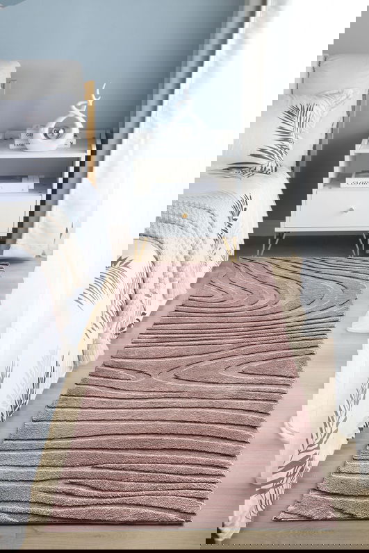 Covor 3D cu model in relief, Wave, Heinner, 80x150 cm, poliester, maro
