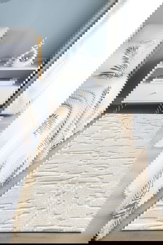 Covor 3D cu model in relief, Vista, Heinner, 80x150 cm, poliester, crem