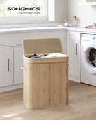 Cos de rufe Bamboo, Songmics, 54.5x34.5x61 cm, 100 L, bambus/MDF, bej
