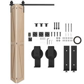 HOMCOM 122 CM Kit de șină pentru ușă glisantă pliabilă din oțel pentru 2 uși de hambar | Aosom Romania