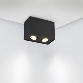 Plafoniera Biscuit, TRIO, 17.8x9.6x12.5 cm, 35W, 2x GU10, metal, negru mat