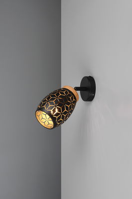 Aplica de perete Bidar, RL, 12x10 cm, 10W, 1x E14, metal, negru/natur