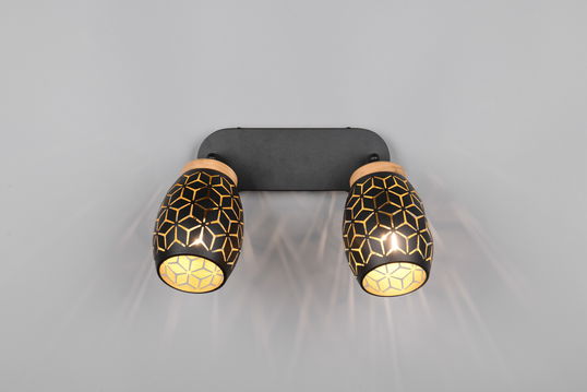 Plafoniera Bidar, RL, 28x12x27 cm, 10W, 2x E14, metal, negru/natur
