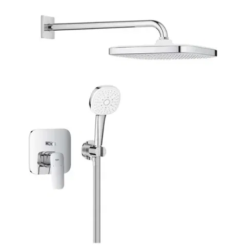 Set de dus fix si mobil incastrata, cu baterie monocomanda, crom, Grohe Cubeo cu Tempesta 250