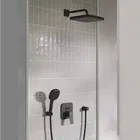 Set de dus fix si mobil incastrata, cu baterie monocomanda, negru mat, Grohe Cubeo cu Tempesta 250